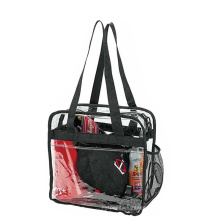 Custom Zipper Stadium Clear PVC Shopping Reusable Tote Bag for Organization Gift